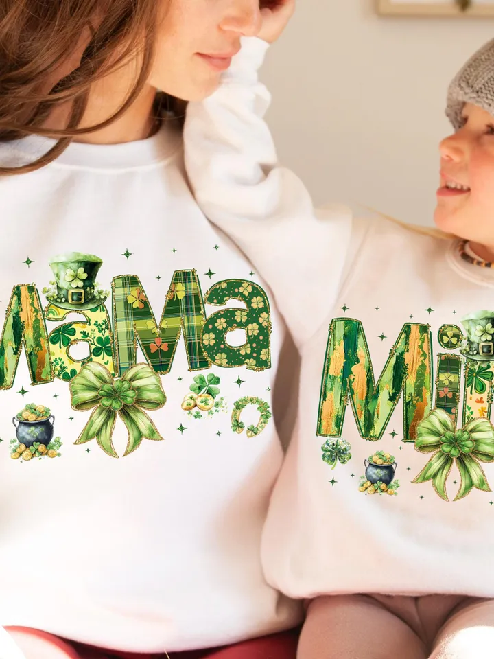 Lucky Mama St. Patrick’s PNG, Mama St. Patrick's Day Png, Mama Mini St.Patrick's png, St.Patrick Bow Png, Lucky png, Mama png, Green, retro