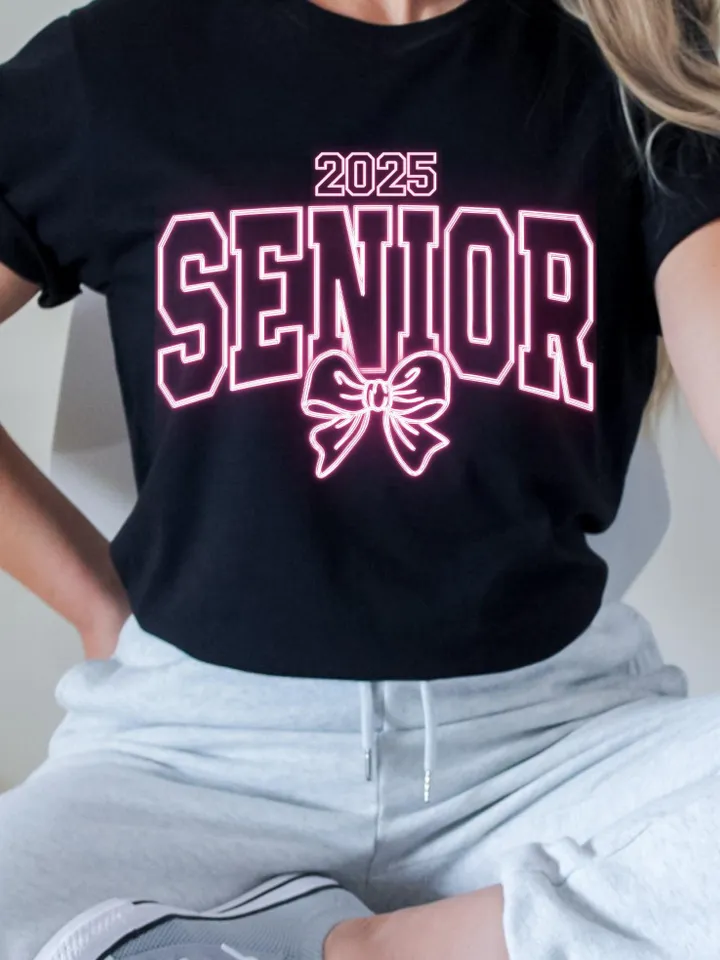 Coquette, Neon Senior 2025 PNG,Pink Bow png,Senior 2025 png,Class of 2025 png,Graduation 2025 png,High School Shirt png,University png,Grad