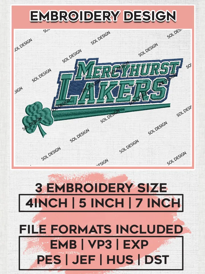 Mercyhurst Lakers Team Writing Logo Embroidery Design Files, NCAA Mercyhurst Lakers Machine Embroidery, NCAA Teams, 3 sizes, NCAA Machine embroidery designs, Digital Download