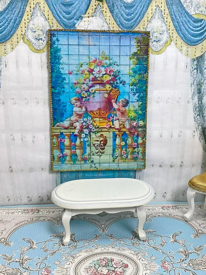 Dollhouse panel. 1:12. Handcrafted. Imitation tiles. Wall panel. Miniature dollhouse.