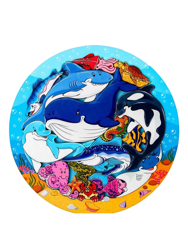 Wooden Puzzle - Ocean Life whales