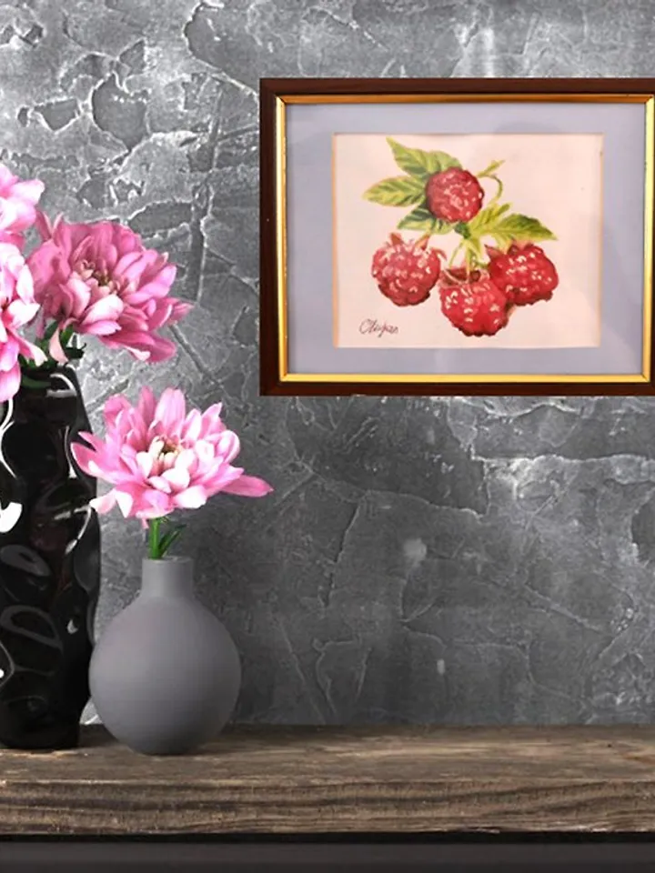 Raspberry Painting Fruit Watercolor Art Eat Artwork Kitchen Art