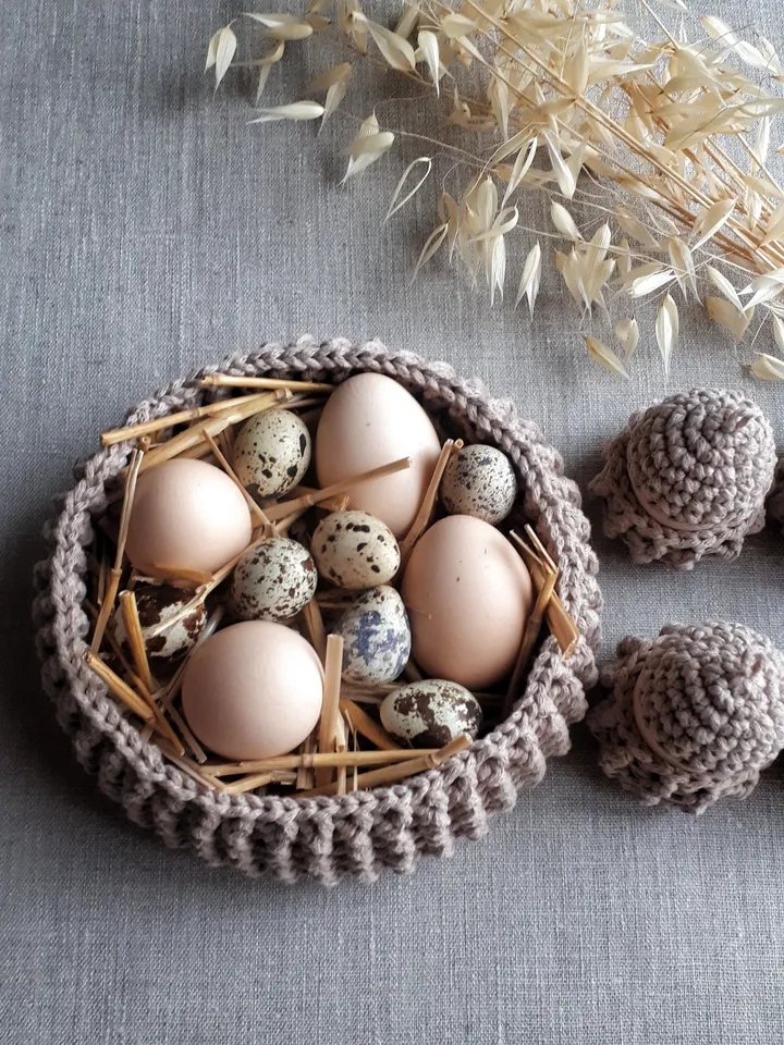 CROCHET PATTERN Crochet basket pattern Easter DIY crochet basket Round kitchen basket Crochet kitchen set pattern Easter egg crochet pattern