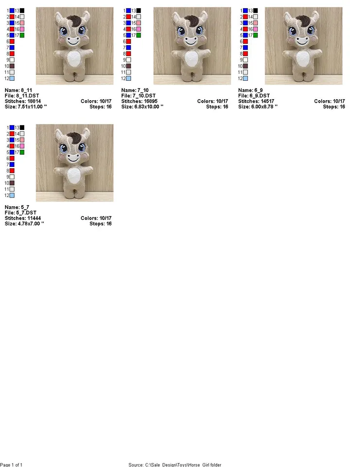 ITH Cute Horse toy soft stuffed in the Hoop Digital Design for Machine Embroidery