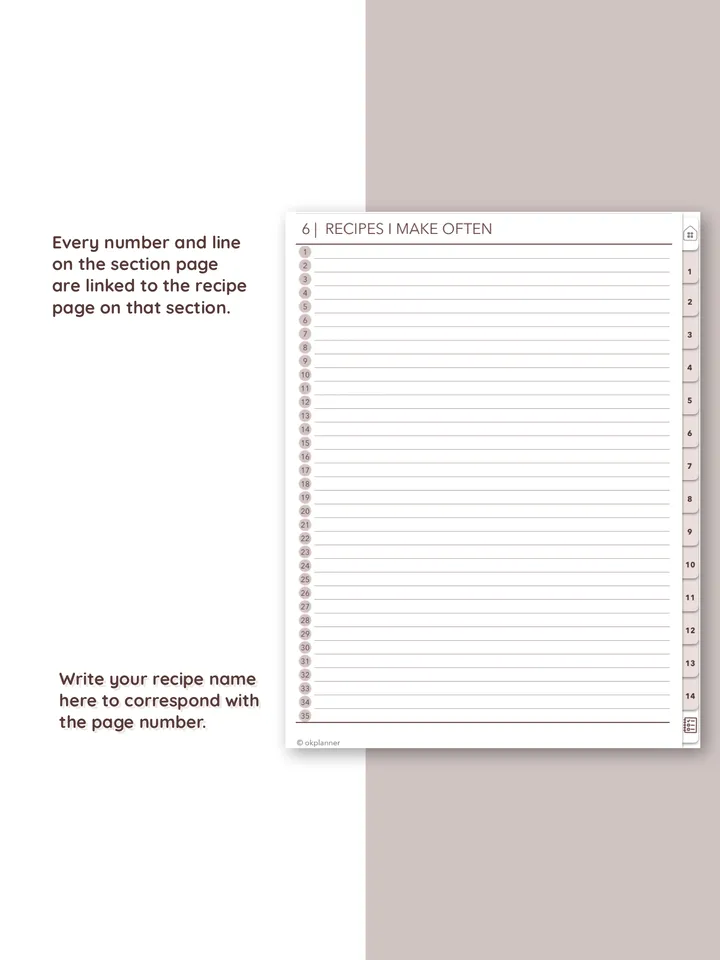 Digital Meal planner. Food diary. Weekly meal journal. Grocery list. Printable meal plan. Hyperlinked Recipe Planner