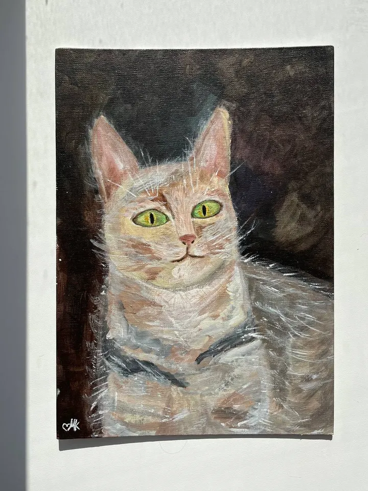 Acrylic painting of a cat