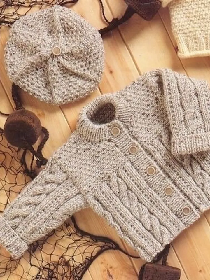 Knitting baby cardigan , Aran sweater Knitting baby Pattern PDF Cable Jacket Jumper DK 16 - 24 inch Instant download