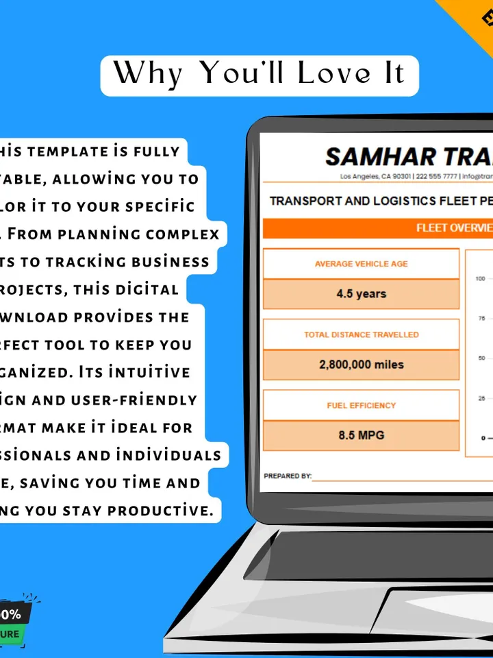 Transport & Logistics Fleet Performance Dashboard, Google Sheets Fleet Tracker, Digital Download, KPI Dashboard for Fleet Managers