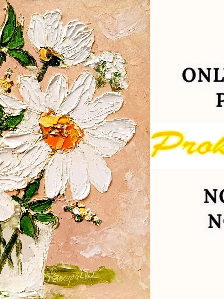 Daisy Painting Flowers Original Fine Art Flowers Blossoms Wall Art Decor Floral Impasto Artwork Meadow Art Gifts by ArtProkopaloSv
