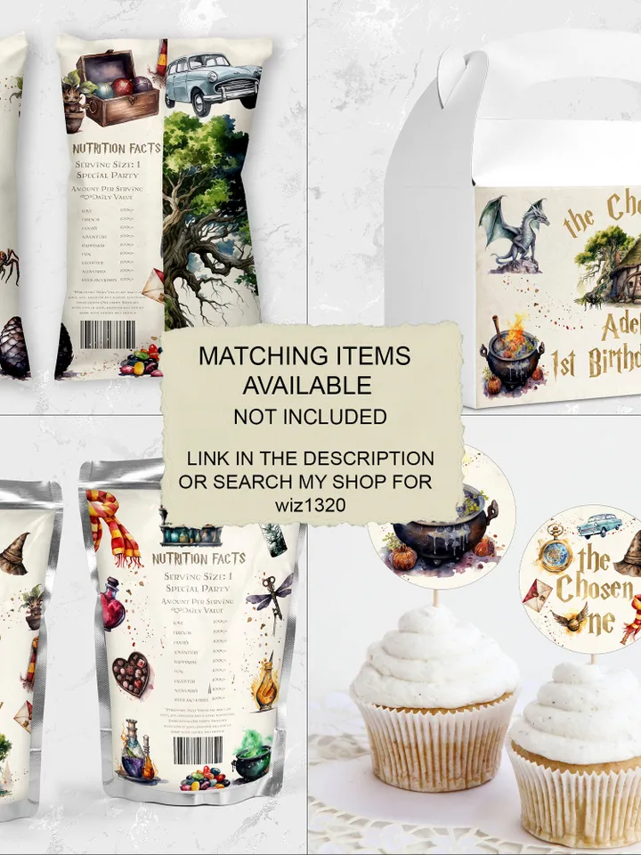 Editable Chips Bag Label Birthday Party; Magic School 1st Birthday; Printable Chips Bag Potato Label; Magical Party Decoration; Wiz1320