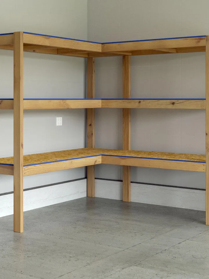 DIY L-Shaped Garage Shelf Plans, PDF