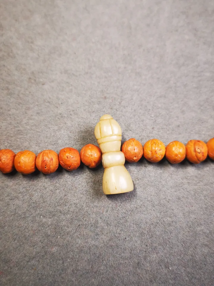 Gandhanra Handmade Tibetan Pendant Bead,Bone Carved Spacer Bead for Mala,Vajra Bell Amulet Pendant