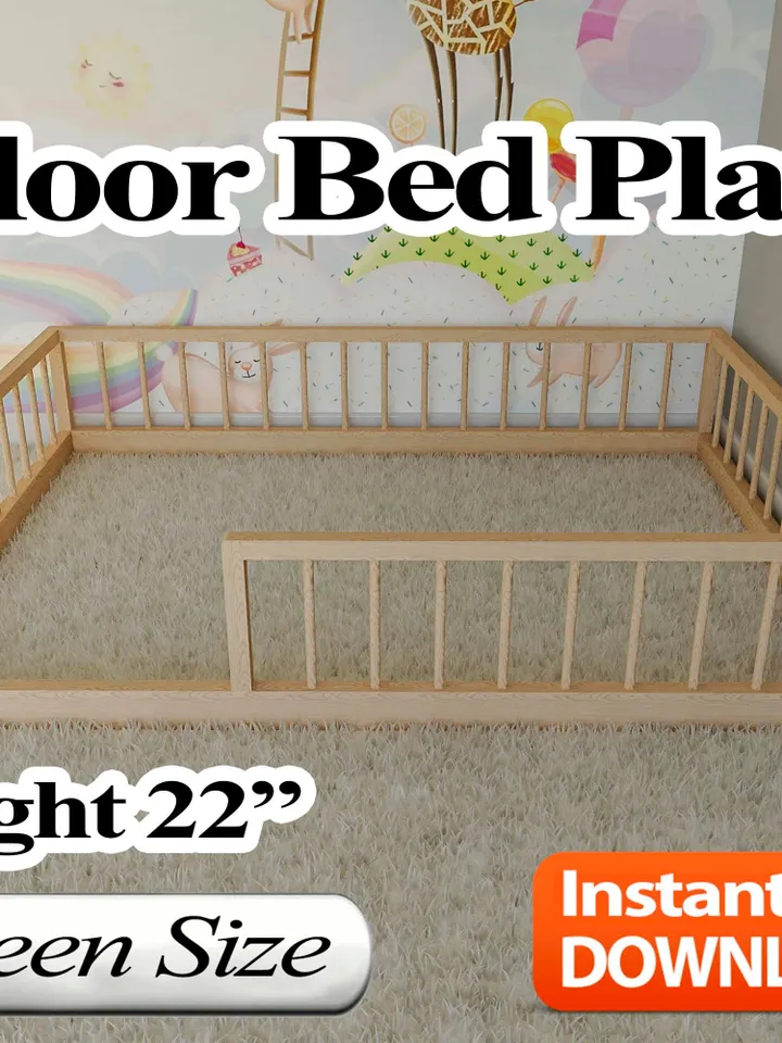 Montessori Floor Bed Plan, Queen Size, PDF, DIY
