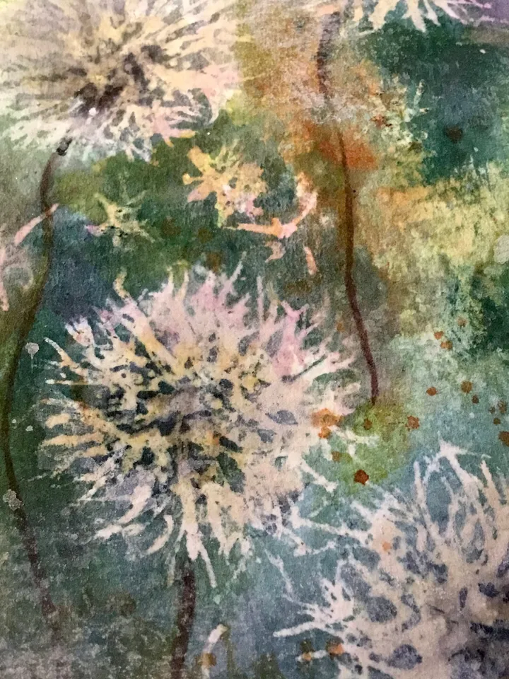 Dandelion fields original watercolour painting,flowers watercolour painting,floral landscape,small painting gift,wall hanging decoration