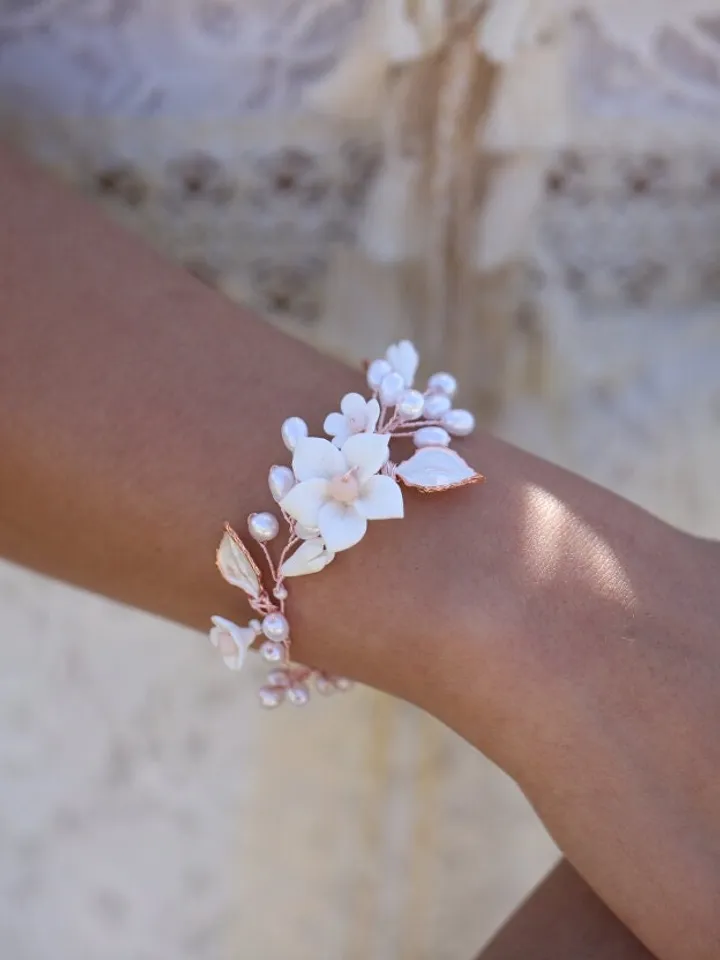 Porcelain Flowers Wedding Bracelet