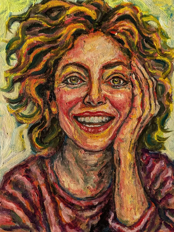 Original Oil Painting – Abstract Woman Portrait, Vibrant Wall Art, Hand-Painted Canvas on Hardboard, Contemporary Fine Art