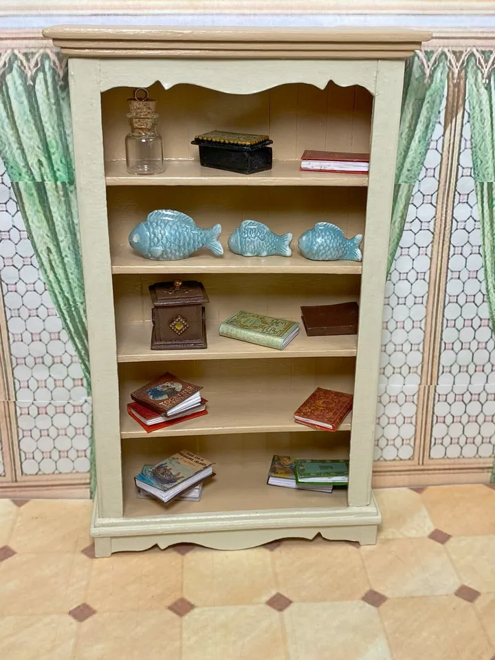 Bookcase for a doll. miniature dollhouse. 1:12. Furniture for dolls.