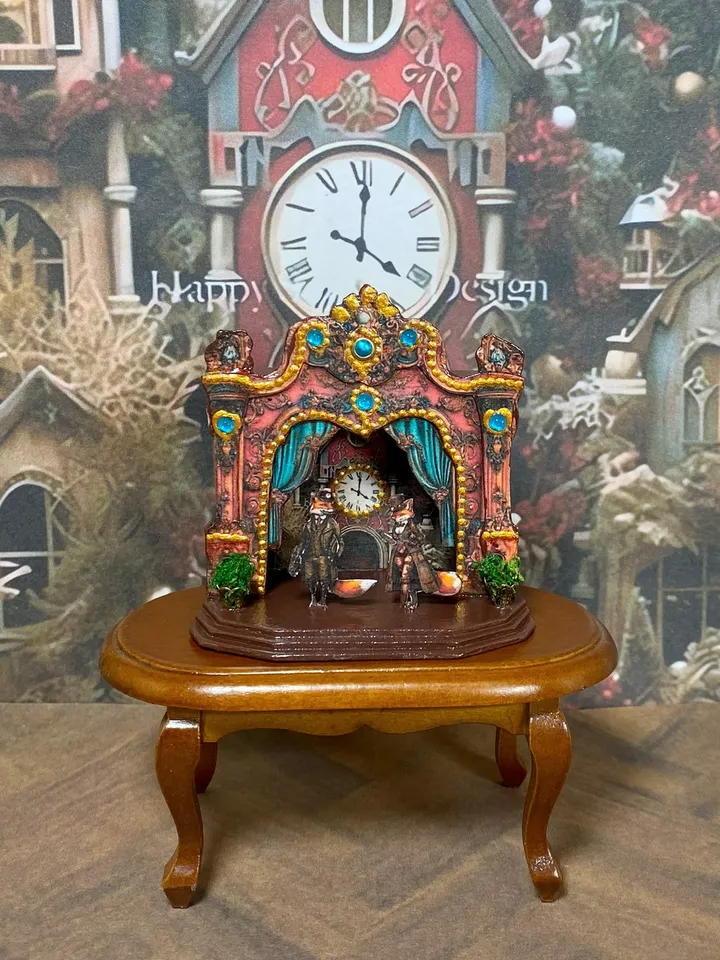 Puppet theater. Theater for a dollhouse. Vintage puppet theater. 1:12. Handmade.