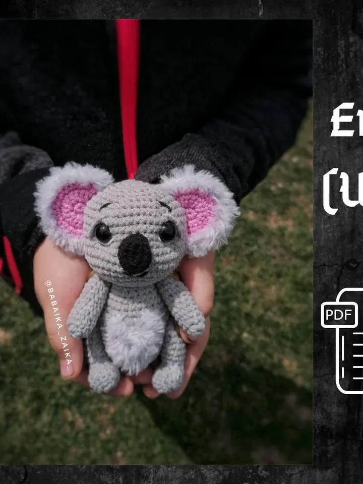 PDF Crochet Pattern Cute Koala, Small Toy Pattern, Animal Pattern, Amigurumi bear pattern, tutorial bear in Eng, Valentine's day gift