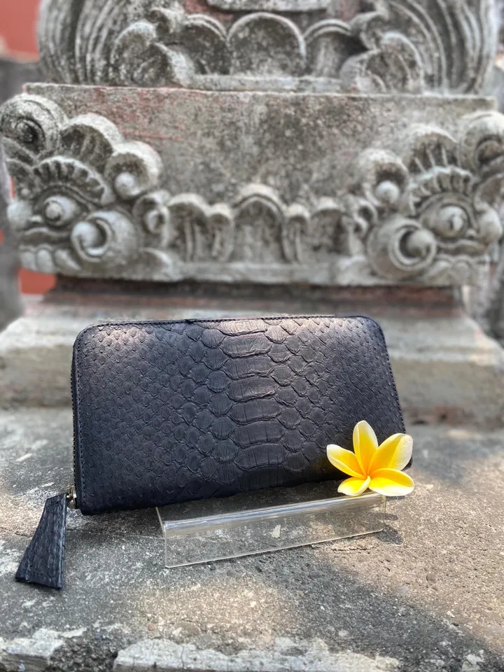 FAST SHIPPING Wallet Black Genuine Python Skin | Exotic skin wallet | Unisex Wallet | Big Wallet | Men Leather Wallet | | Handmade Wallet