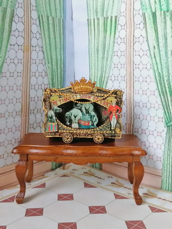 Circus. Puppet Circus, 1:12. Puppet Circus Theater. Handmade. Circus with an Elephant.
