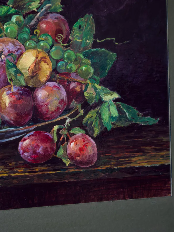 Oil painting still life of «Plums»