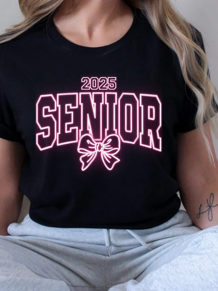 Coquette, Neon Senior 2025 PNG,Pink Bow png,Senior 2025 png,Class of 2025 png,Graduation 2025 png,High School Shirt png,University png,Grad