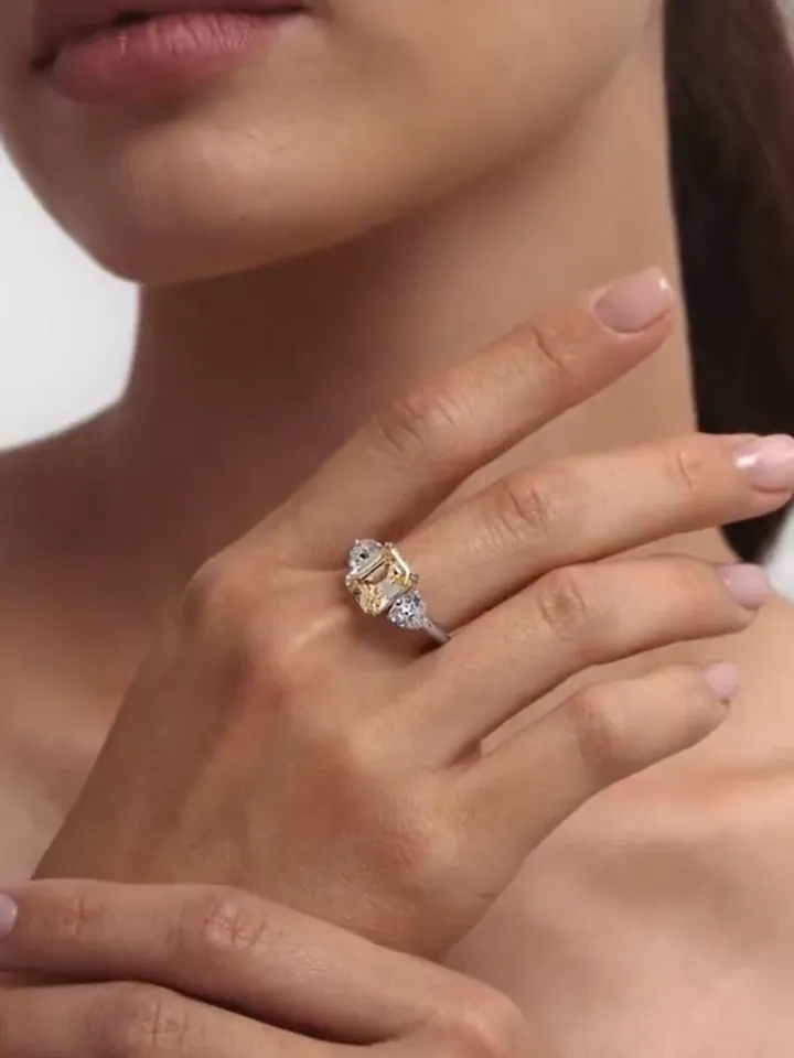 Silver ring with a large stone 925 assay value with cubic zirconia