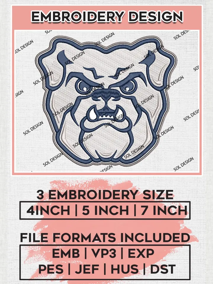 Butler Bulldogs Head Mascot Logo Machine Embroidery Design, NCAA Butler Bulldogs Embroidery Design Design files, NCAA Embroidery Designs, NCAA Machine Embroidery Designs, Digital Download