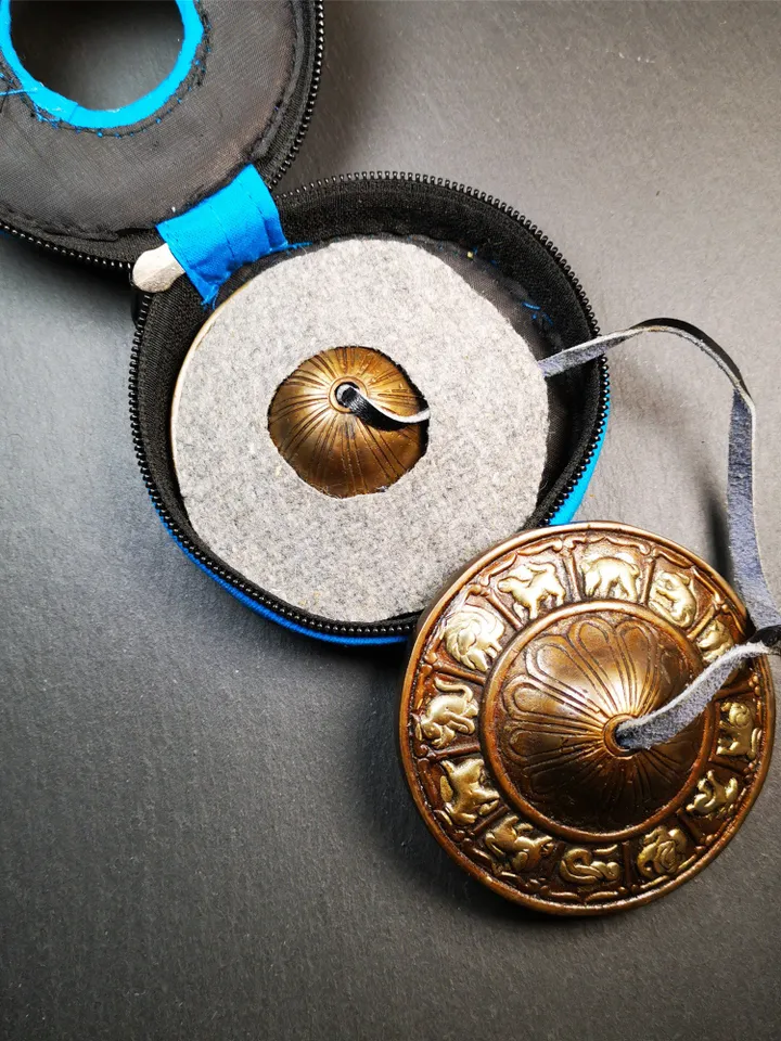 Gandhanra 8.3cm Tibetan Cymbals,12 Zodiac Tingsha Bell,Buddhism Ritual Implement,Handmade in Nepal