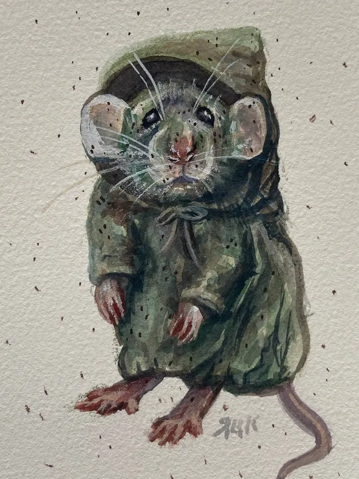 Rat Painting Original Cute Rat Art Small Watercolor Painting Animal Artwork Wizard Animal Illustration Mice Art 4 by 6 Wall Decor