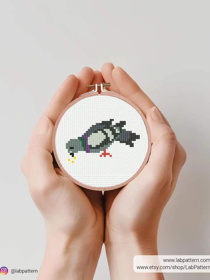 Bundle Pigeon cross stitch pattern, Set of 4 pigeon paterns, Tiny, bird, beginner counted, modern chart, gift DIY, embroidery, instant PDF
