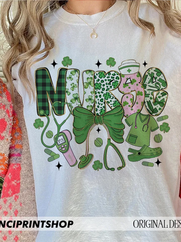 Nurse St Patricks day png, St Patricks day png, St Patrick Day Nurse png, Nurse St Pattys Day png, Nurse png, Lucky Shamrock png