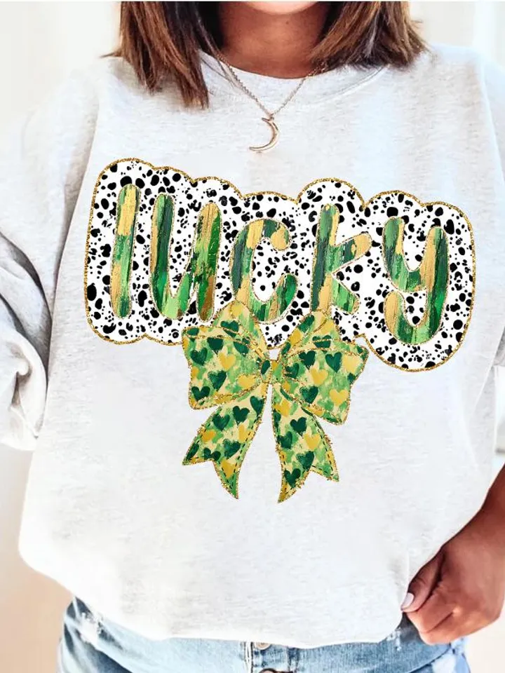 Glitter lucky shamrock coquette png, lucky png, brushstroke lucky png, patricks day png, glitter patrick png, retro patrick Png, Irish Day