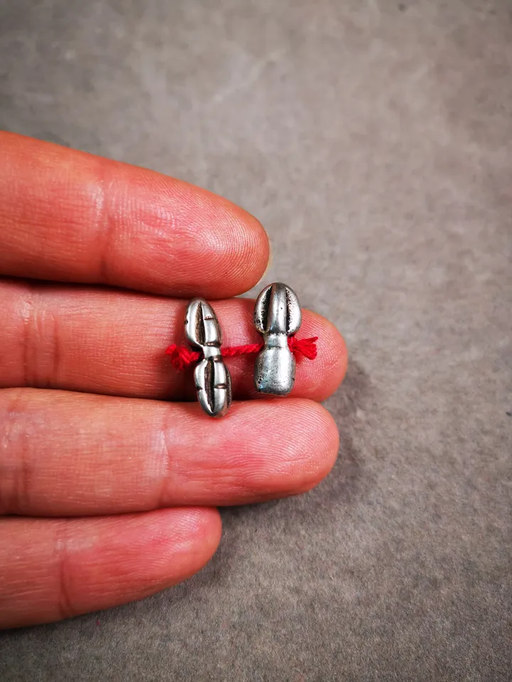Gandhanra Handmade Tibetan Amulet Pendant,Mini Vajra and Dorje Bell, Mala Marker Bead Accessories, Made of Cold Iron