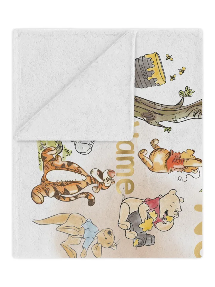 Personalized Winnie the Pooh Microfiber Blanket | Cozy Kids Gift, Nursery Decor, Baby Shower Present, Custom Name Blanket, Soft & Stylish