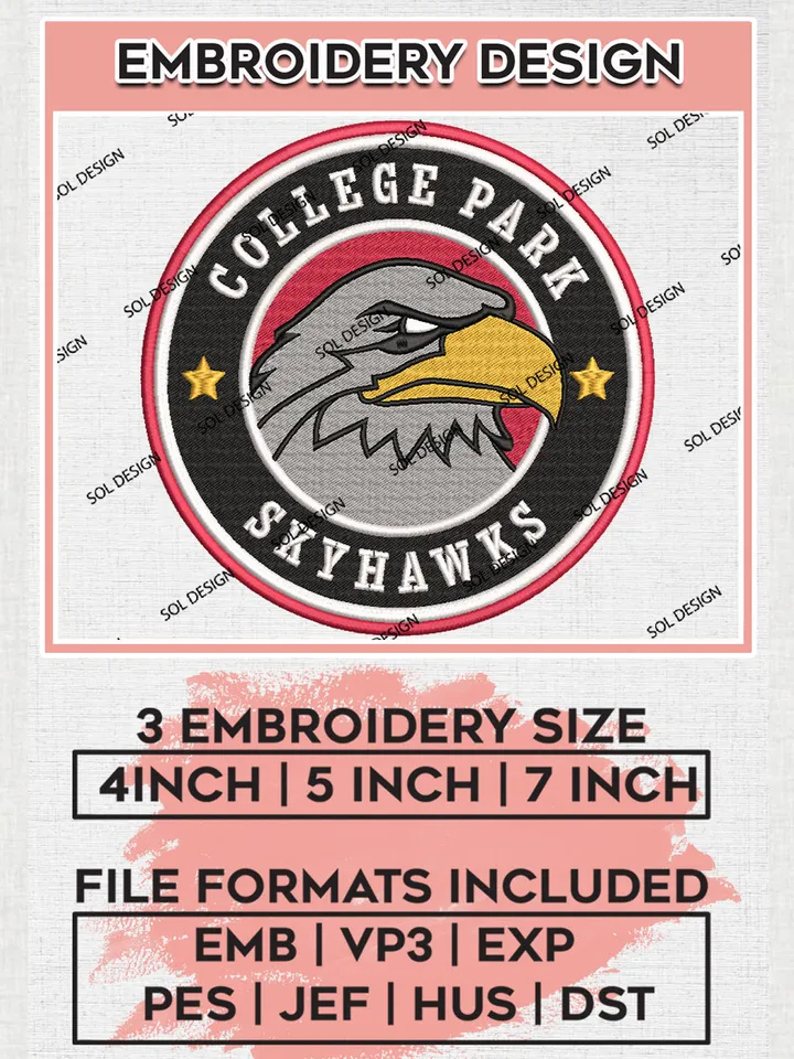 NBA College Park Skyhawks Team Round Logo Wordmark Embroidery Designs, NBA G League Team Embroidery Files, Basketball Machine Embroidery Designs, NBA College Park Skyhawks Team Logo, Sport Machine Embroidery Design, Digital Download