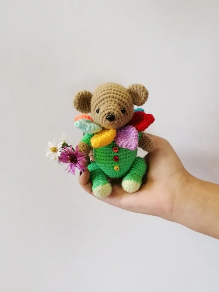 PDF Crochet Pattern Teddy Flower Bear, Small Toy Pattern, Amigurumi, Animal Pattern, Amigurumi bear pattern, cute Teddy bear pattern