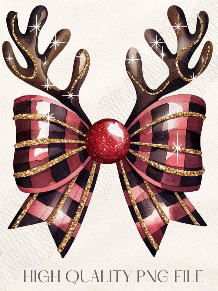 Christmas Coquette Bow Png, Coquette Christmas Png, Reindeer Bow Png, Christmas Sublimation Design, Christmas Shirt Design, Santa Png