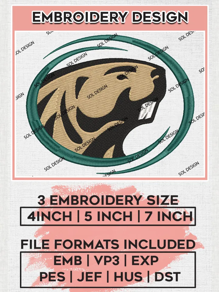 NCAA Bemidji State Beavers Team Mascot Logo Embroidery Design Files, NCAA Bemidji State Beavers Machine Embroidery, NCAA Teams, 3 sizes, NCAA Machine embroidery designs, Digital Download