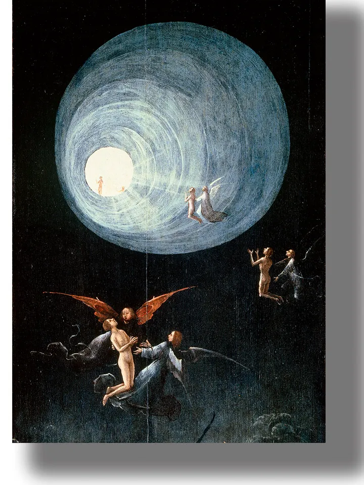 Hieronymus Bosch artwork. Ascent of the Blessed. Medieval and Renaissance painting poster.