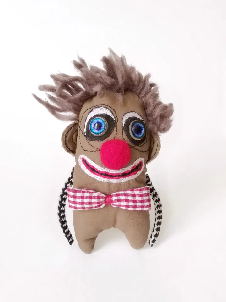 Handmade Artistic Clowns, Stuffed Funny Interior Fabric Toys, One-of-a-Kind Unique Voodoo Dolls, Delightful Decor Toys. FREE SHIPPING!