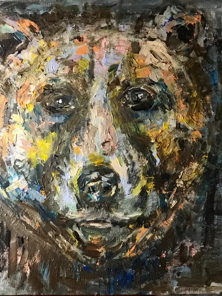 Bear original acrylic painting on canvas board,kids room decoration,funny animals mix media painting,animals painting.