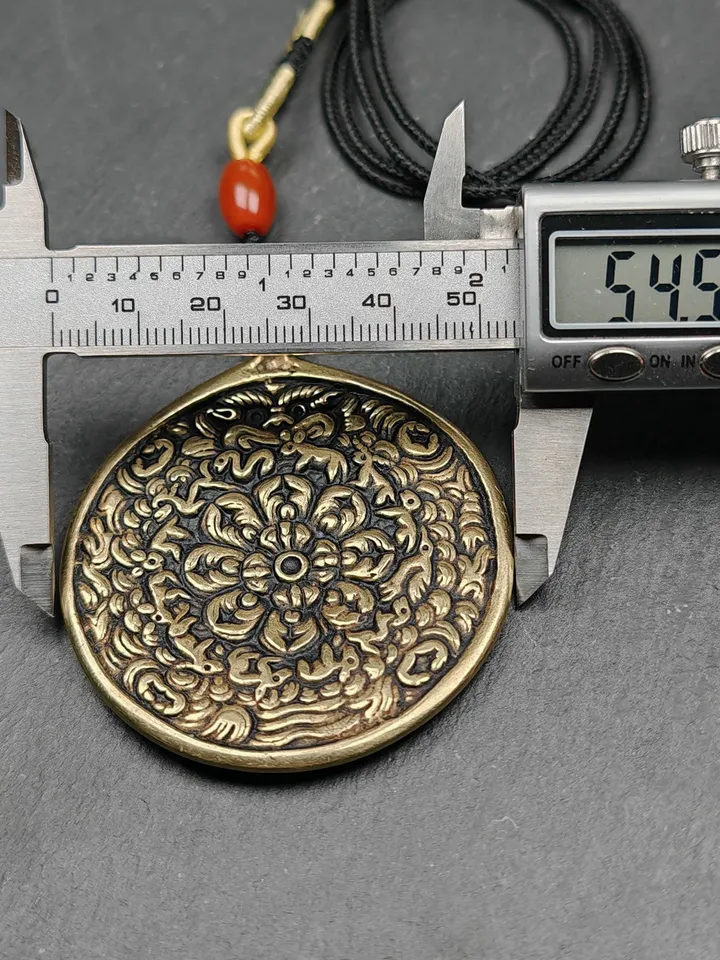 Gandhanra Vintage Mandala Badge - Tibetan Buddhist Amulet, Cross Vajra Pattern Melong Mirror, SIPAHO, Fengshui Protective Pendant
