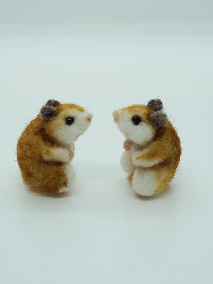 Tiny needle felted hamster, miniature animal, syrian hamster made to order