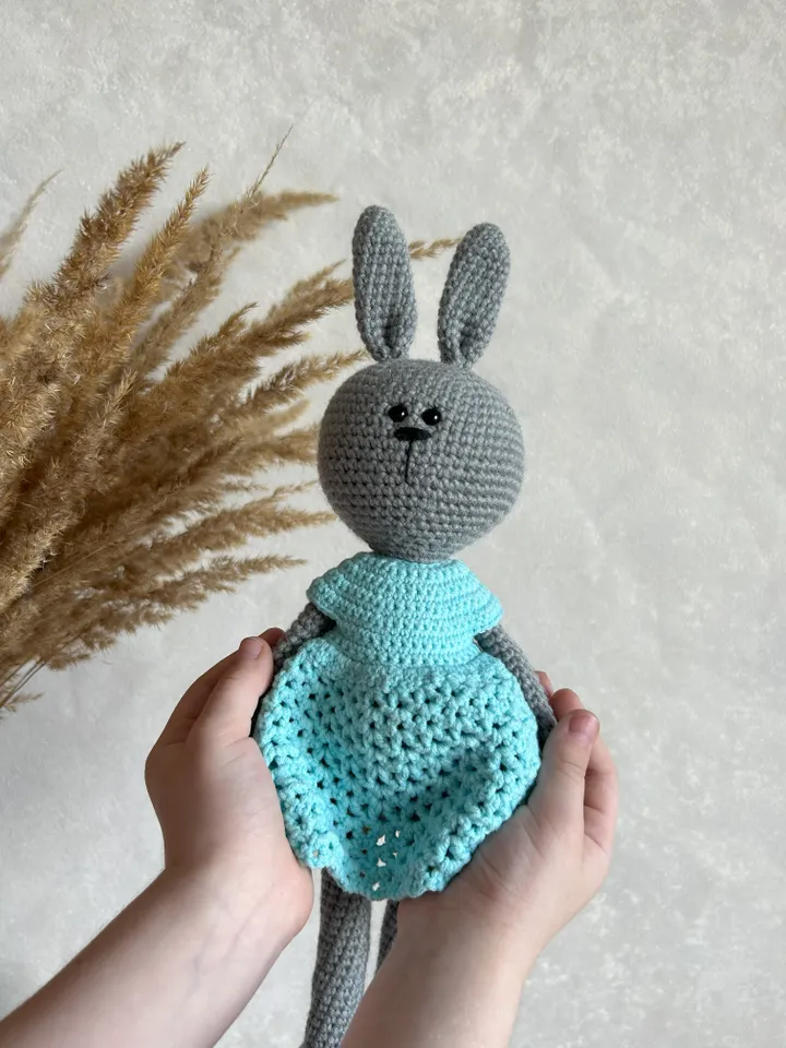 Amigurumi toy bunny, crochet bunny toy in a dress, stuffed animal toy, bunny toy