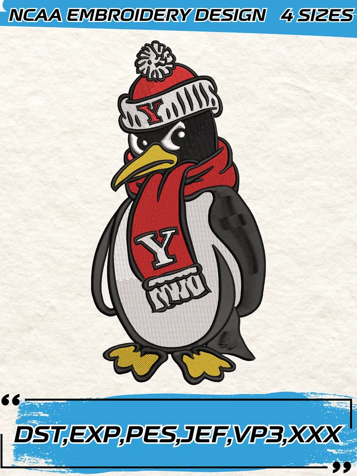 Youngstown State Penguins Embroidery Designs,NCAA Logo Embroidery Design,Machine Embroidery Design File,4 Sizes, Digital Download