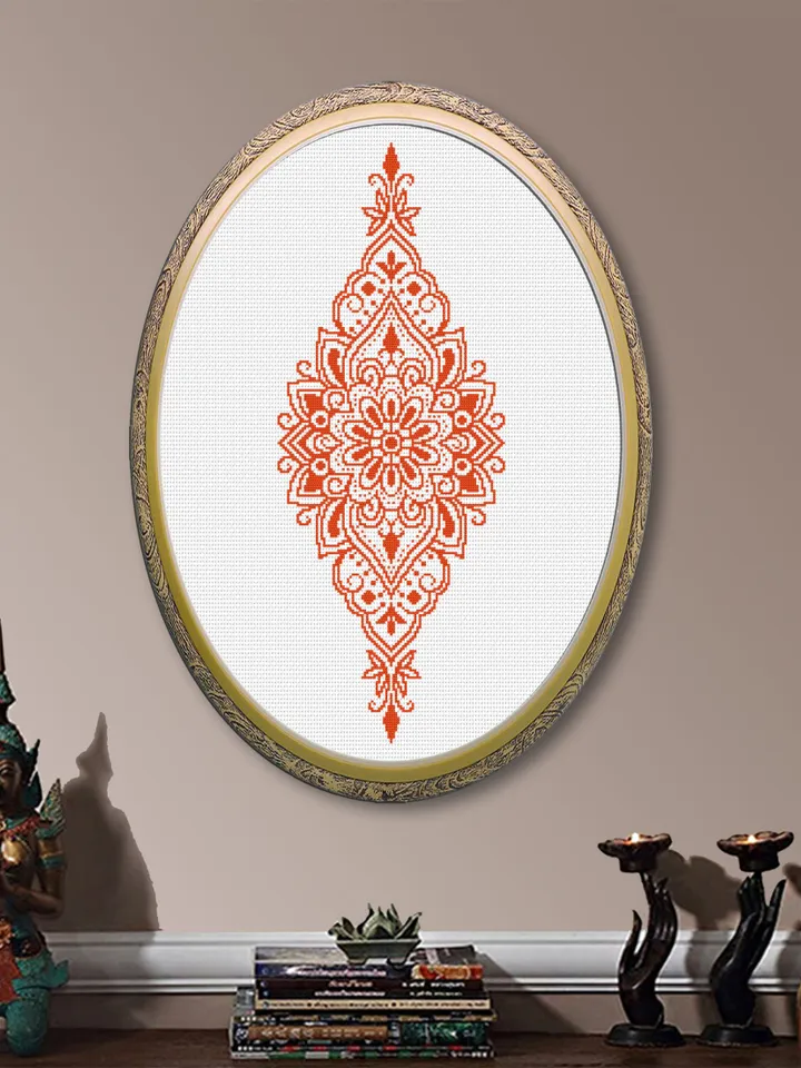 Flower mandala cross stitch pattern PDF download Monochrome mandala digital PDF, Flower cross stitch chart Mandala art, DIY Home decor #M216
