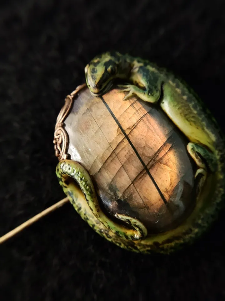 Gecko brooch,Reptile jewelry,Lizard brooch