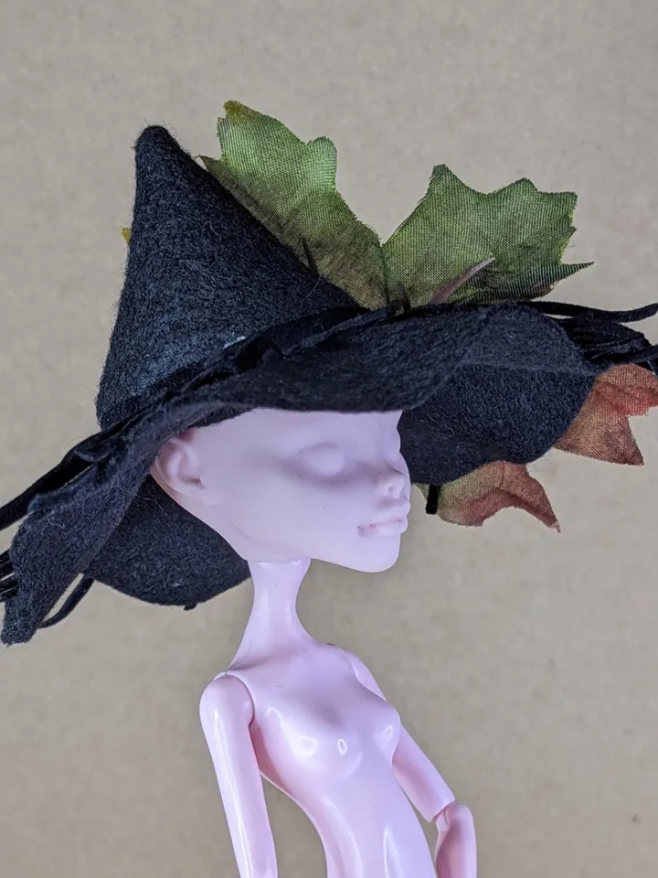 Halloween witch hat for 13 cm doll head